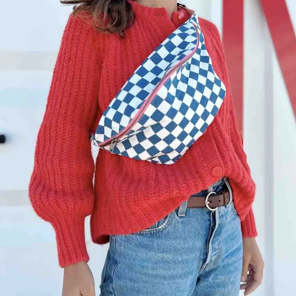 Rose In April Banane Damier Bleu Écru - Discount