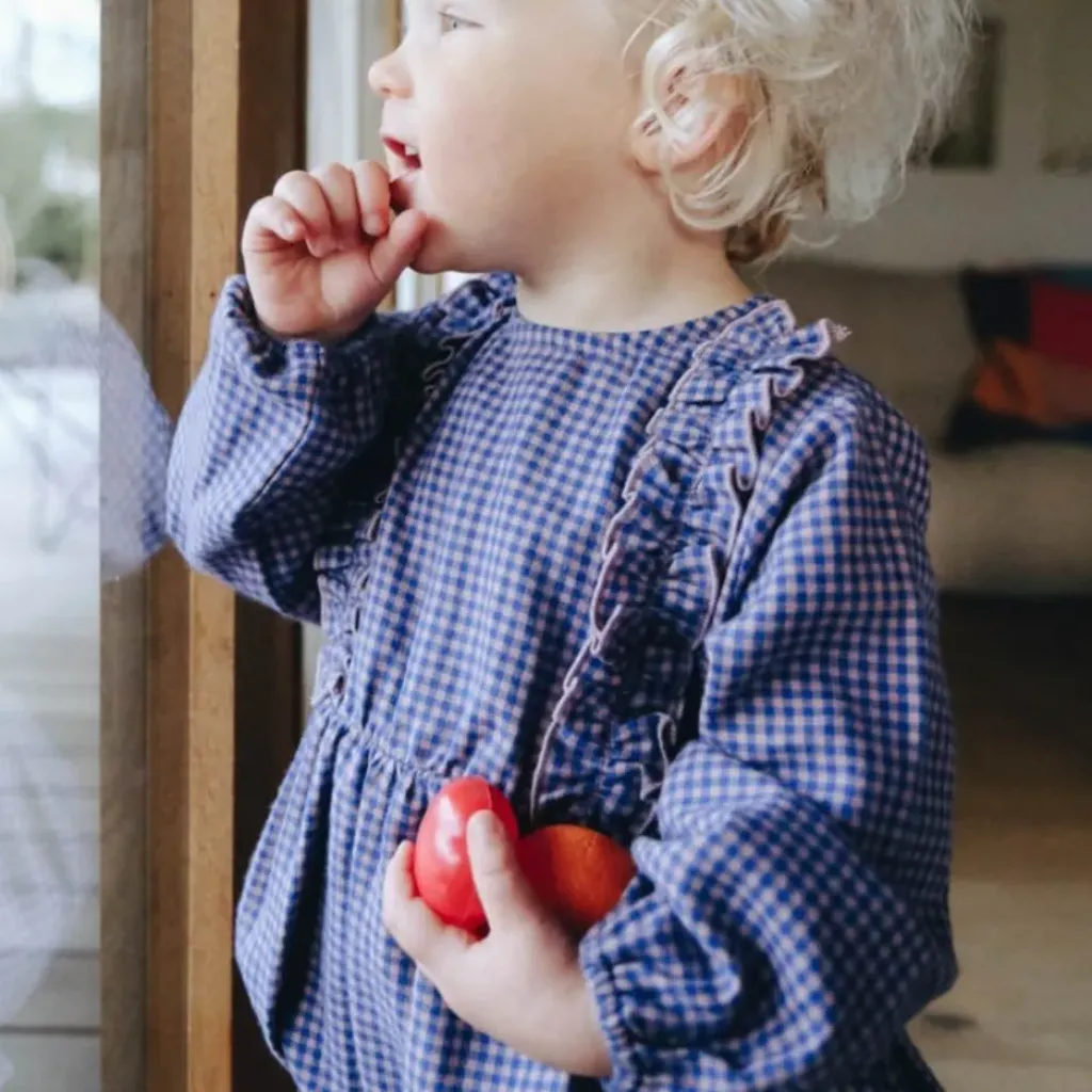 Marlot Paris Barboteuse Zélie Mini Vichy Bleu - Outlet