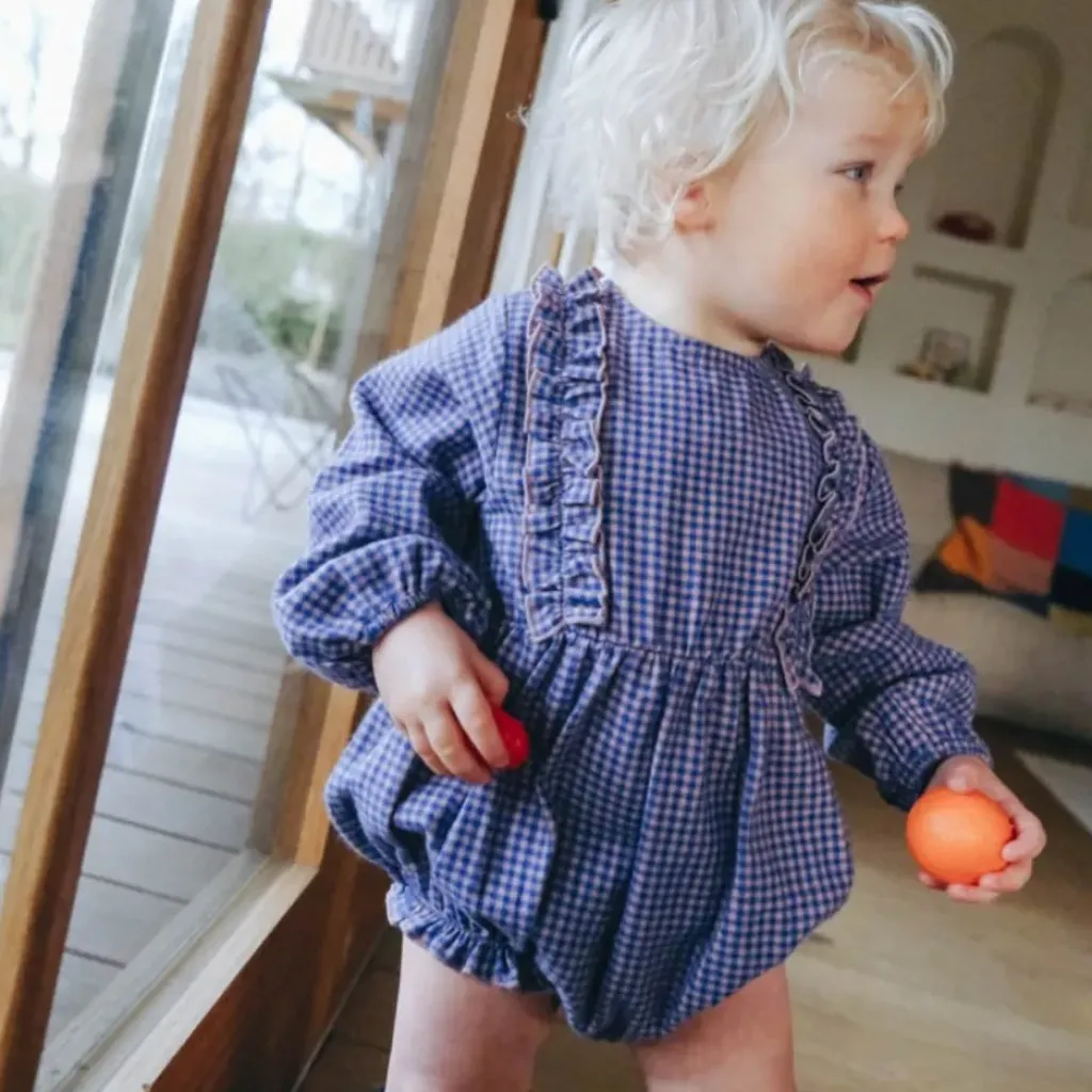 Marlot Paris Barboteuse Zélie Mini Vichy Bleu - Outlet