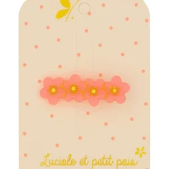 Luciole et Petit Pois Barrette 4 Fleurs Rose Fluo - New