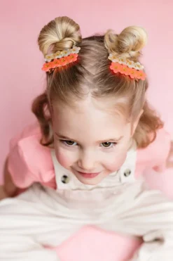 Luciole et Petit Pois Barrette 4 Fleurs Rose Fluo - New