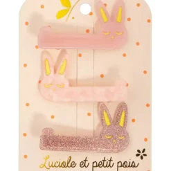Luciole et Petit Pois Barrettes Trio Lapin Nacre - Discount