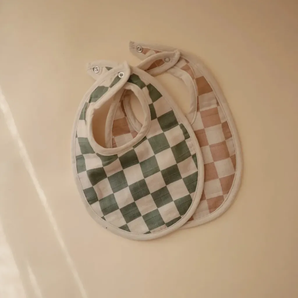 Mushie Bavoirs Vert et Damiers - Clearance
