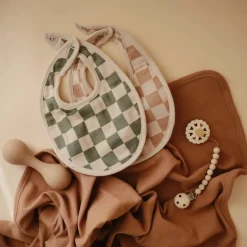 Mushie Bavoirs Vert et Damiers - Clearance