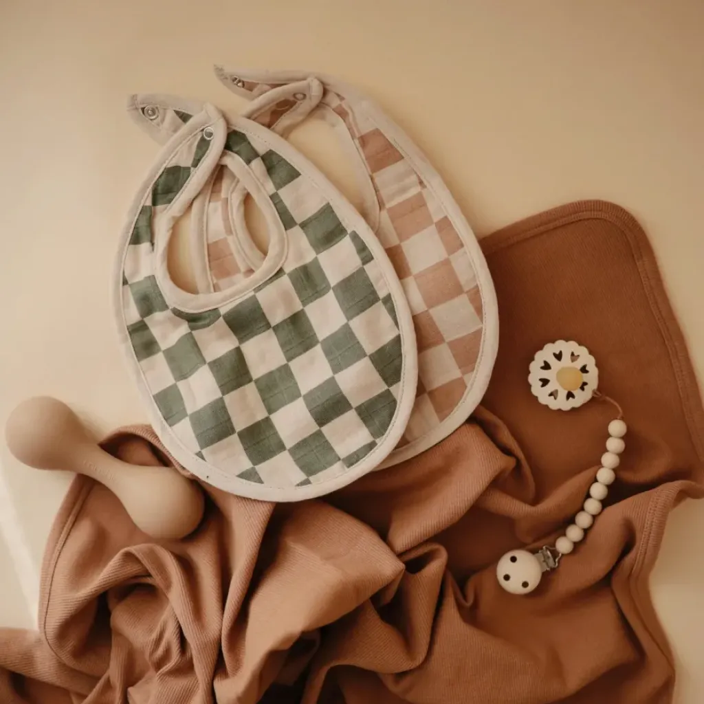 Mushie Bavoirs Vert et Damiers - Clearance