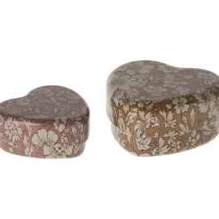 Maileg Boites Coeur en Metal Ocre / Heather Fleurs - Fashion