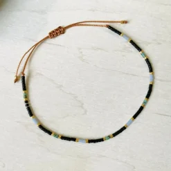 Les Biscottes Bracelet Miyuki Noir et Turquoise Picasso New