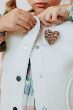 Luciole et Petit Pois Broche Cœur Léopard - Hot