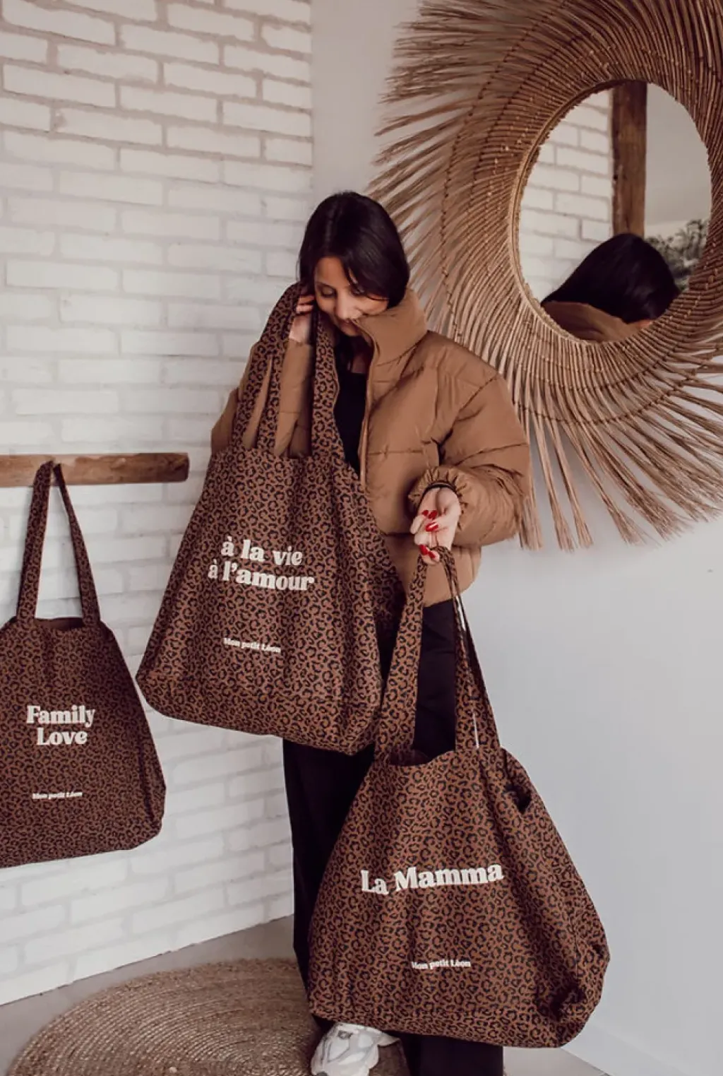 Mon Petit Léon Cabas Léopard "À la Vie, à l'Amour" - Outlet