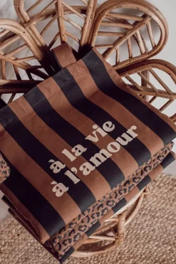 Mon Petit Léon Cabas Rayé "À la Vie, à l'Amour" - New