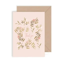 My Lovely Thing Carte Double Thank You Fleurs Rose - Sale