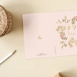 My Lovely Thing Carte Double Thank You Fleurs Rose - Sale