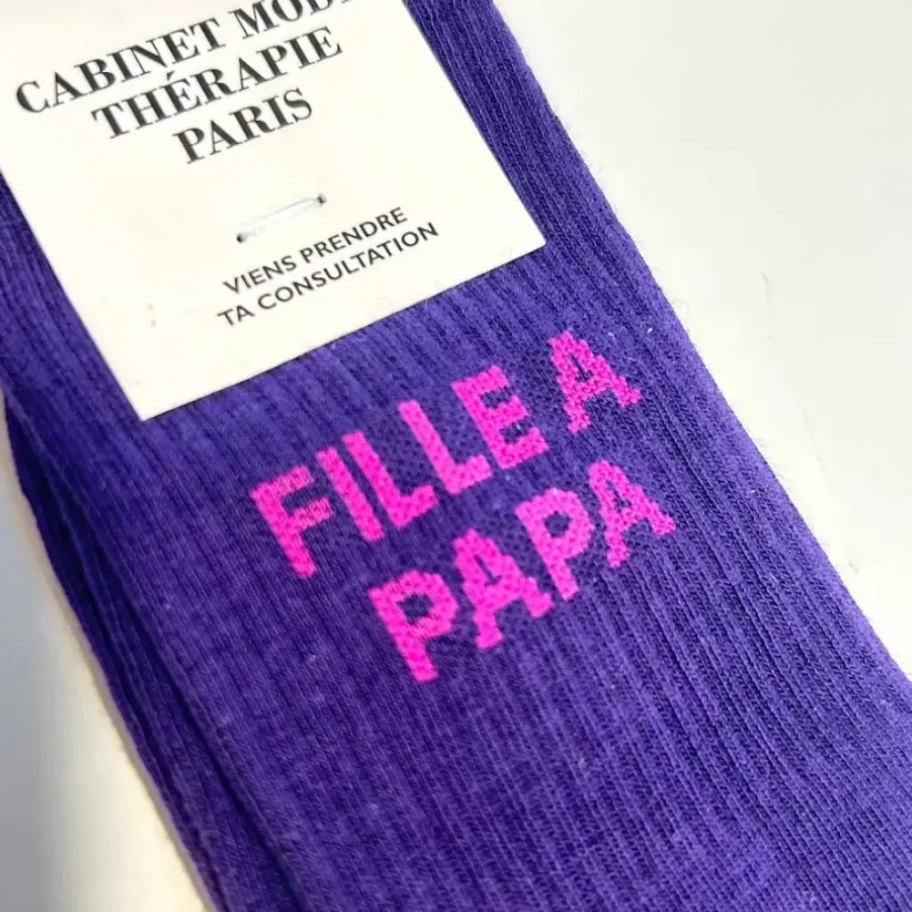 Cabinet Mode Thérapie Paris Chaussette Kids "Fille à Papa" Violet - Cabinet Mode Thérapie Best
