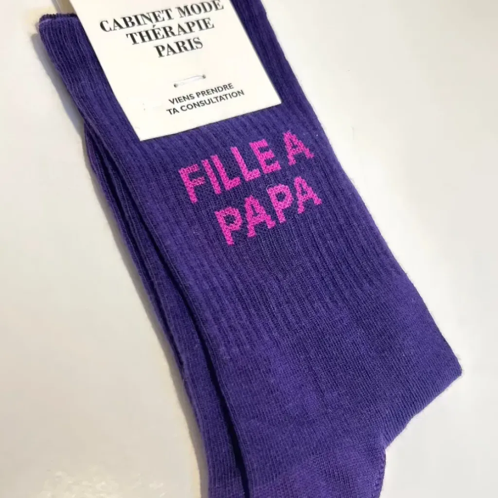 Cabinet Mode Thérapie Paris Chaussette Kids "Fille à Papa" Violet - Cabinet Mode Thérapie Best