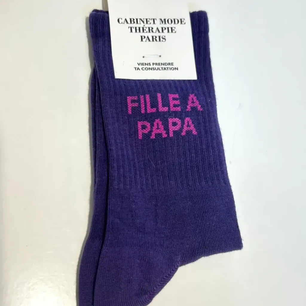 Cabinet Mode Thérapie Paris Chaussette Kids "Fille à Papa" Violet - Cabinet Mode Thérapie Best