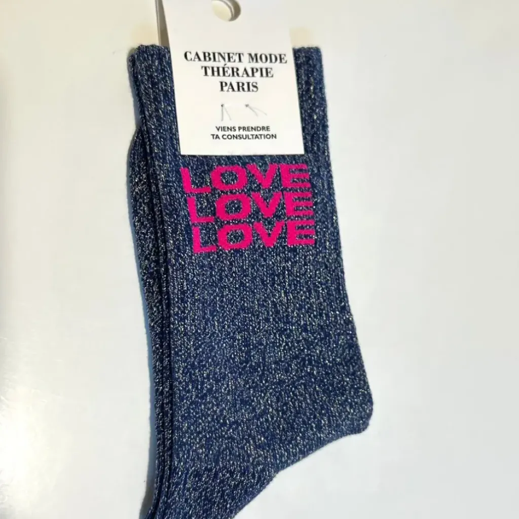 Cabinet Mode Thérapie Paris Chaussette Kids "Love Love Love" Argenté - Cabinet Mode Thérapie Hot