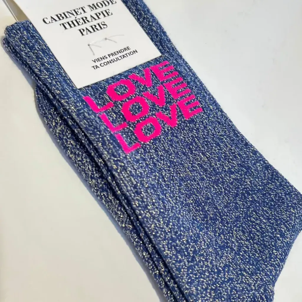 Cabinet Mode Thérapie Paris Chaussette Kids "Love Love Love" Argenté - Cabinet Mode Thérapie Hot