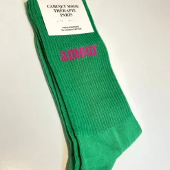 Cabinet Mode Thérapie Paris Chaussette "Amour" Verte - Cabinet Mode Thérapie Fashion