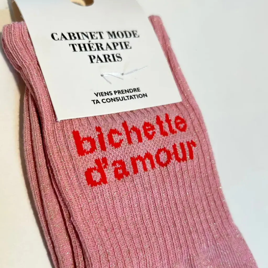 Cabinet Mode Thérapie Paris Chaussette "Bichette d'Amour" Rose - Cabinet Mode Thérapie Outlet