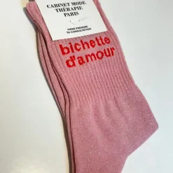 Cabinet Mode Thérapie Paris Chaussette "Bichette d'Amour" Rose - Cabinet Mode Thérapie Outlet