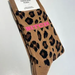 Cabinet Mode Thérapie Paris Chaussette "Bitch" Léopard - Cabinet Mode Thérapie Outlet