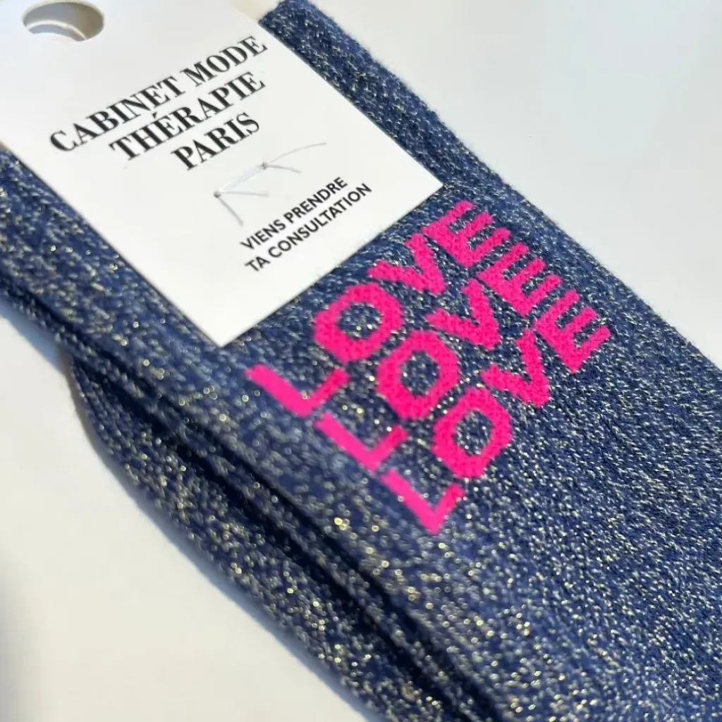 Cabinet Mode Thérapie Paris Chaussette "Love Love Love" Argenté - Cabinet Mode Thérapie Online