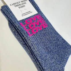 Cabinet Mode Thérapie Paris Chaussette "Love Love Love" Argenté - Cabinet Mode Thérapie Online