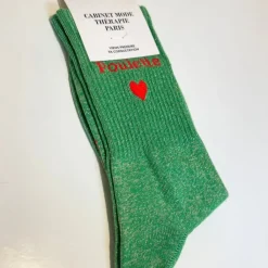 Cabinet Mode Thérapie Paris Chaussette "Poulette" Verte - Cabinet Mode Thérapie Online