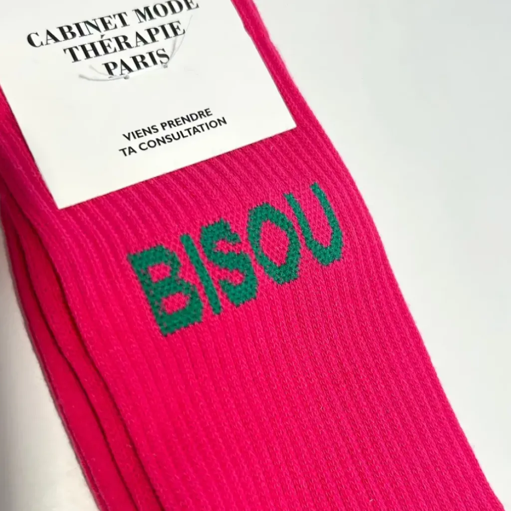 Cabinet Mode Thérapie Paris Chaussettes "Bisou" Rose - Cabinet Mode Thérapie Sale
