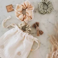 Gentil Coquelicot Chouchou Vichy et Macramé - New