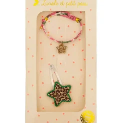 Luciole et Petit Pois Coffret Barrette Étoile Léopard & Bracelet Liberty Pivoine - Sale