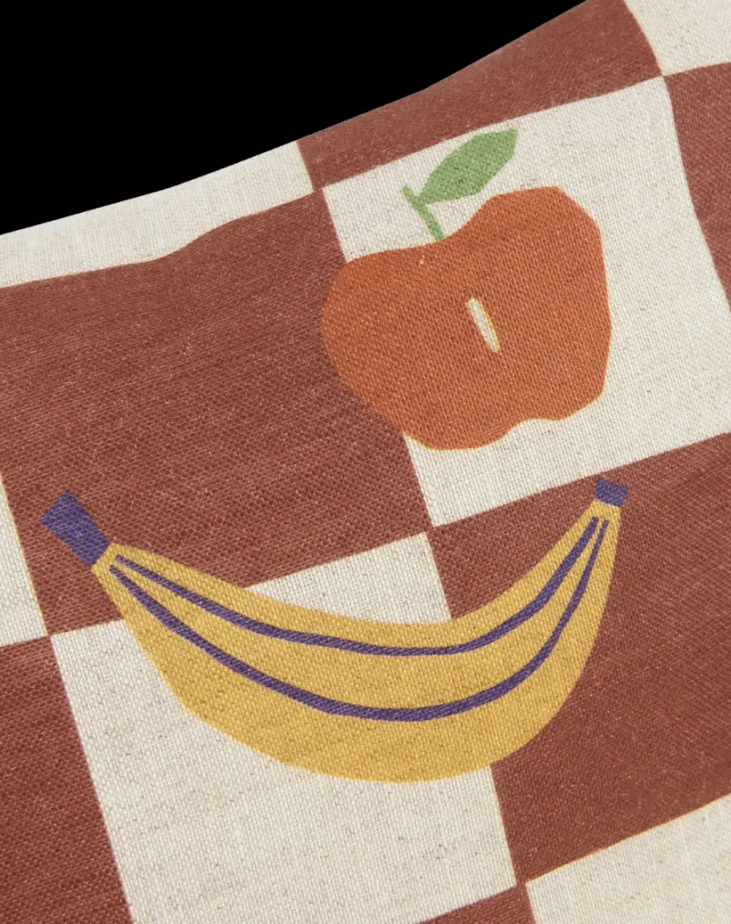 nobodinoz Coussin Rectangulaire Maroon Checks Fruits - Hot
