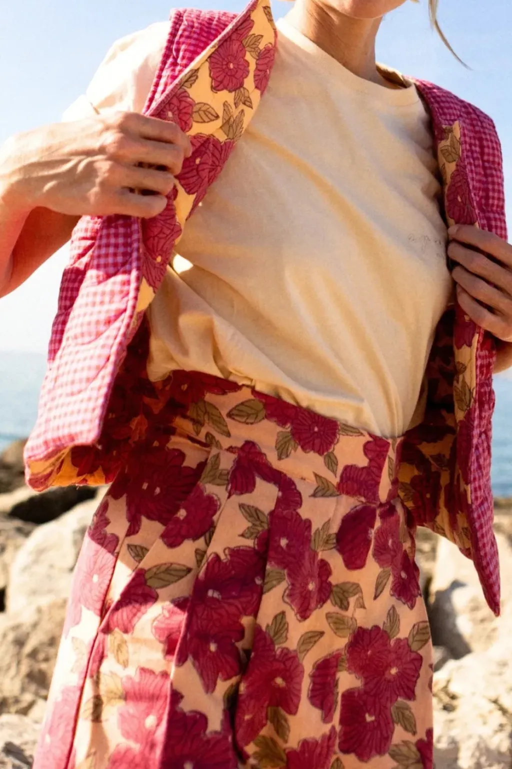 Apaches Collections Gilet Sakari Khadi Fuchsia - Fashion