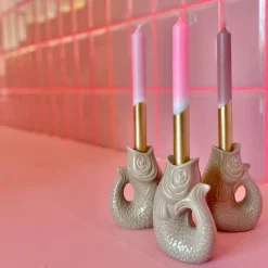 Pink Stories Lot de 3 Bougies Dip Dye Harvest Moon - Hot