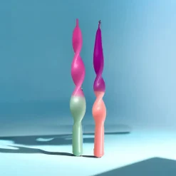 Pink Stories Lot de 2 Bougies Torsadés Dip Dye Miami Purple - Clearance