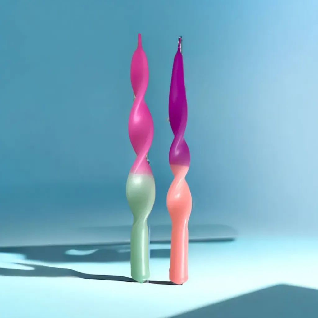 Pink Stories Lot de 2 Bougies Torsadés Dip Dye Miami Purple - Clearance