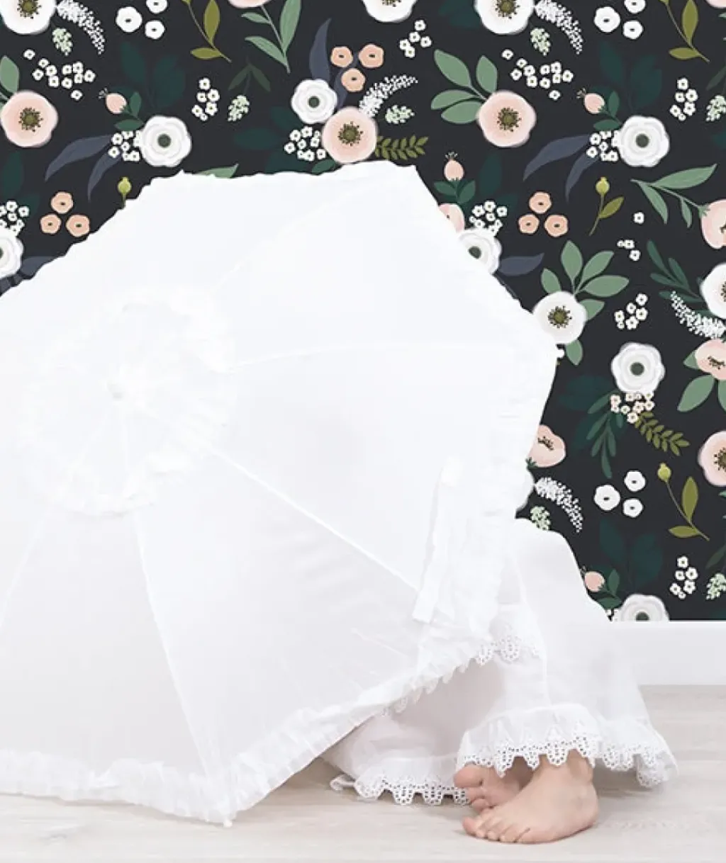 Lilipinso Papier Peint Fleurs Fond Marine - Fashion