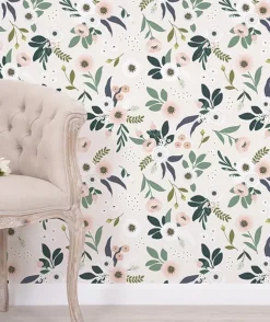 Lilipinso Papier Peint Fleurs Fond Rose - Discount