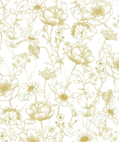 Lilipinso Papier Peint Fleurs Ocre - Discount