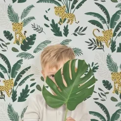 Lilipinso Papier Peint Jungle Fond Clair - Hot