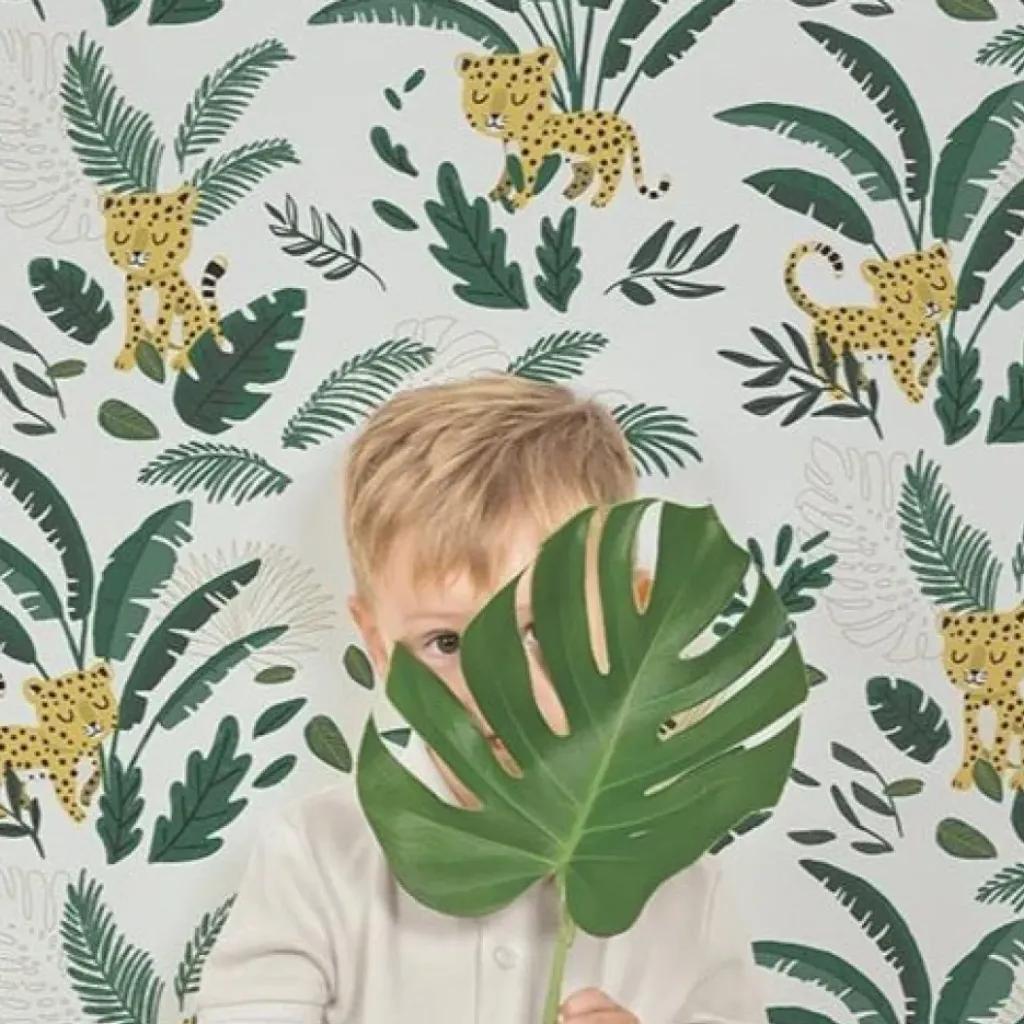 Lilipinso Papier Peint Jungle Fond Clair - Hot