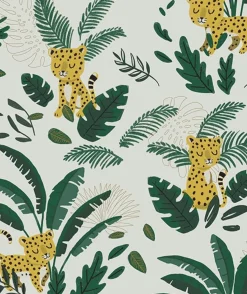 Lilipinso Papier Peint Jungle Fond Clair - Hot