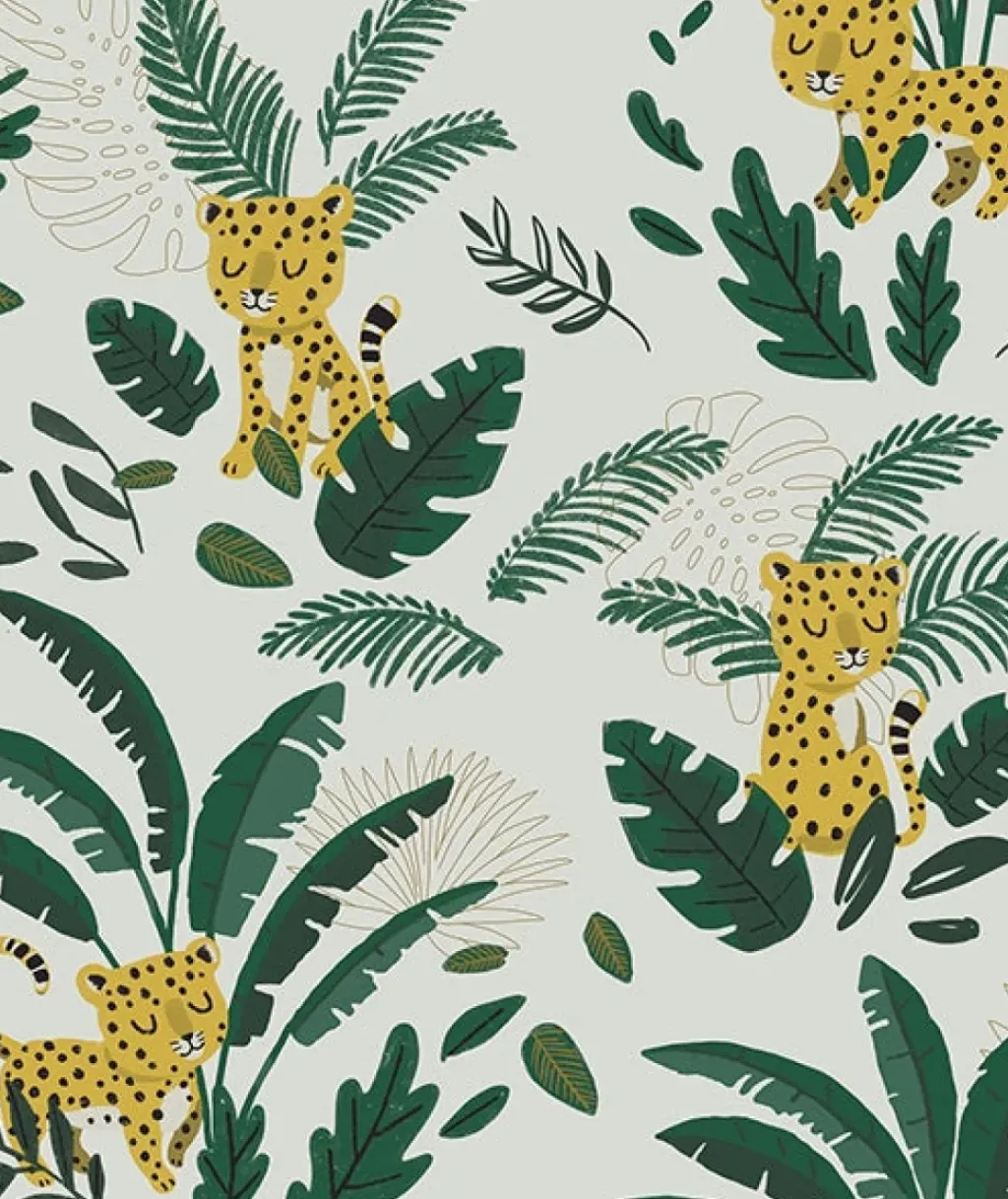 Lilipinso Papier Peint Jungle Fond Clair - Hot