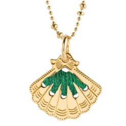 Camille Enrico Pendentif Amulette Coquillage Or Green - Hot
