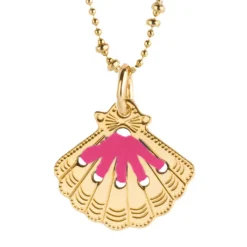 Camille Enrico Pendentif Amulette Coquillage Or Rose Fluo - Online