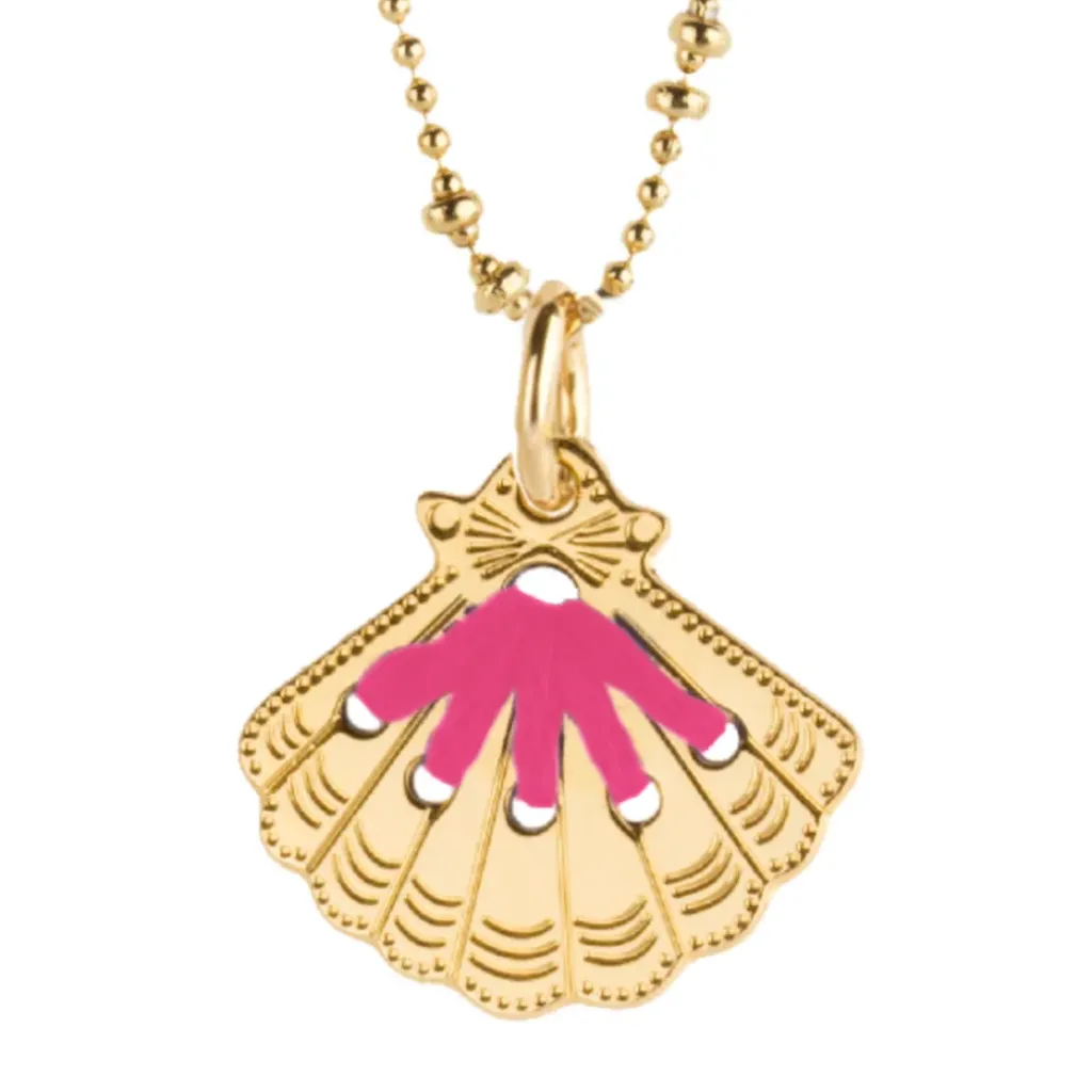 Camille Enrico Pendentif Amulette Coquillage Or Rose Fluo - Online