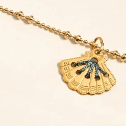 Camille Enrico Pendentif Amulette Coquillage Or Rose Fluo - Online