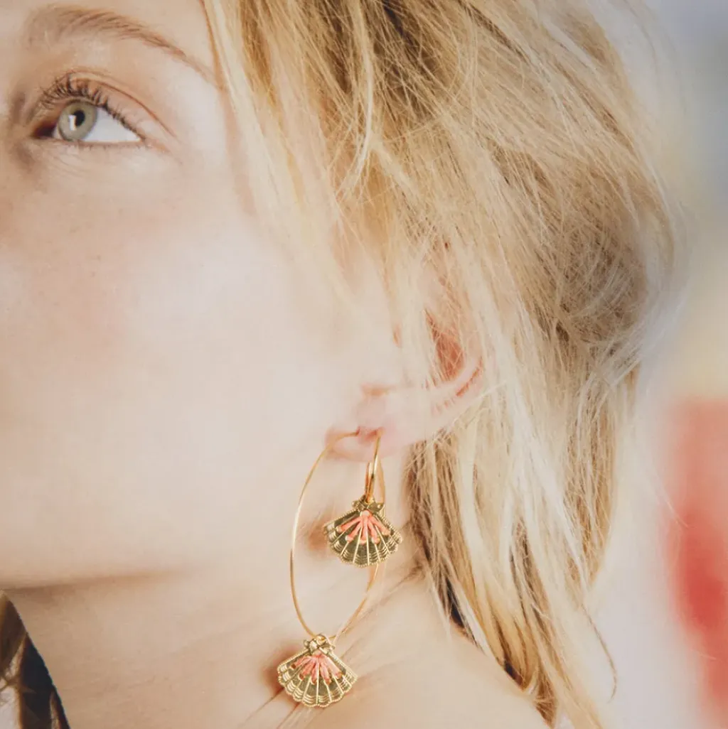 Camille Enrico Pendentif Amulette Coquillage Or Rose Fluo - Online