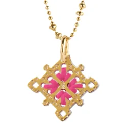 Camille Enrico Pendentif Amulette Losange Or Rose Fluo - Fashion
