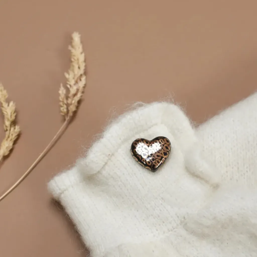 Baubels Pins Coeur Léopard Marron Doré - Clearance